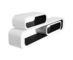 WOLTU RG9230sz Wandregal Würfel Lounge 3er Set Bücherregal Regalsysteme, Retro Hängeregal, 95/40/40 cm, Weiß-Schwarz