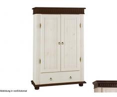 möbelando Wäscheschrank Kleiderschrank Schrank Beistellschrank Holzschrank Silvana I weiß/kolonial