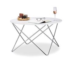 Relaxdays Beistelltisch rund, Couchtisch Holz mit geschwungenen Metallbeinen, Wohnzimmertisch groß, HxBxT: 50x90x90 cm, weiß