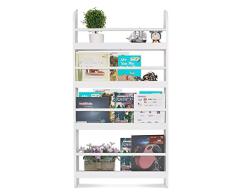 Homfa Bücherregal Wandregal Kinderregal Hängeregal Wandablage Aufbewahrungsregal Regal mit 4 Ablagen weiß 59x12x113cm