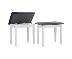 Klavierbank mit Notenfach, weiss