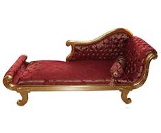 Casa Padrino Barock Chaiselongue Modell XXL Bordeaux Rot Muster/Gold- Antik Stil - Recamiere Wohnzimmer Möbel