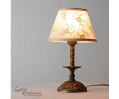 Premium Tischleuchte Antik Messing Jugendstil E14 bis 60W 230V Stoff bestickt Nachttischleuchte Schlafzimmer Wohnzimmer Lampe Leuchte Beleuchtung innen Tischlampe