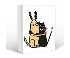 banjado Medizinschrank groß abschließbar | Arzneischrank 35x46x15cm | Medikamentenschrank aus Metall weiß mit Motiv Beste Freunde Immer