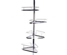 MSV Teleskop Badregal Duschecke Duschregal 4 Ablagen Höheverstellbar von 145 bis 250cm