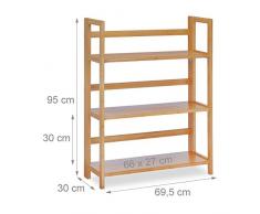Relaxdays Klappregal Holz groß, Bambusregal 3 Fächer, klappbar, HxBxT: 95 x 69,5 x 30 cm, Dekoregal, Standregal, natur