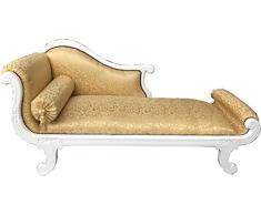 Casa Padrino Barock Chaiselongue Modell XXL Gold Muster/Weiß - Recamiere Wohnzimmer Möbel