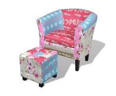Furnituredeals Sessel mit Fußhocker Design Patchwork.Sessel Bequem, Entspannt und entlastet die Mühe.