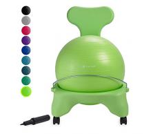 gaiam Classic Balance Ball Chair - Übungsstabilität Yoga Ball Premium Ergonomischer Stuhl für Zuhause und Büro Schreibtisch mit Luftpumpe, Übungsanleitung und Zufriedenheitsgarantie, Wasabi