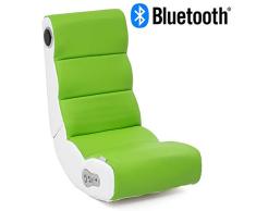 Wohnling® Soundchair Wobble in Weiß Lime mit Bluetooth | Musiksessel mit eingebauten Lautsprechern | Multimediasessel für Gamer | 2.1 Soundsystem - Subwoofer | Music Gaming Sessel Rocker Chair