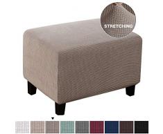 BellaHills Ottomane Schonbezug Jacquard Polyester Stretch Stoff Rechteck Falten Lagerung Hocker Ottomane Abdeckung Möbel Beschützer für Wohnzimmer (Ottomane, Taupe)
