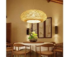 Rattan Pendellampe Retro Kreative Kronleuchter E27 Höhenverstellbarer Hängelampe Vogelnest Gewebter Hängeleuchten Restaurant Schlafzimmer Wohnzimmer Cafe Bar Büro Teestube Pendelleuchten,50cm
