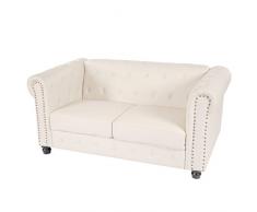 Mendler 2er Sofa Loungesofa Couch Chesterfield Kunstleder ~ runde Füße, weiß