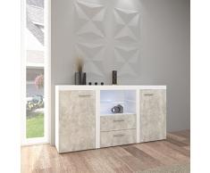 TOP Kommode Sideboard Rumba Wohnwand Wohnzimmer Anbauwand Betonoptik Weiss matt