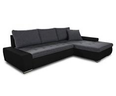 Ecksofa mit Schlaffunktion Faris - Couch mit Bettkasten, Big Sofa, Sofagarnitur, Couchgarniitur, Polsterecke, Bett (Schwarz + Graphit (Madryt 1100 + Inari 94), Ecksofa Rechts)