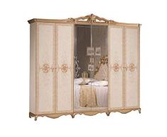 LiGNEMEUBLE TALY LAQUÉ Elfenbein und verziert Schlafzimmer Barock : Schrank 6 Türen