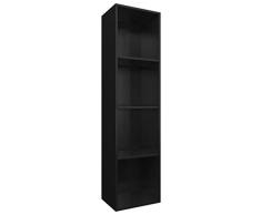 vidaXL Bücherregal TV Schrank Wandregal Standregal Aktenregal Raumteiler Fernsehtisch Lowboard Fernsehschrank Hochglanz-Schwarz 36x30x143cm Spanplatte