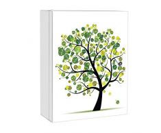 banjado XXL Medizinschrank abschliessbar | großer Arzneischrank 35x46x15cm | Medikamentenschrank aus Metall weiß | Motiv Laubzauberbaum mit 2 Schlüsseln | Gestaltung auf Front und Seiten