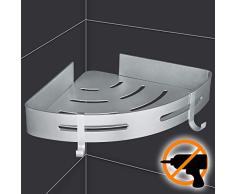 Wangel Eckablage Duschkorb Duschablagen ohne Bohren für Bad, Patentierter Kleber + Selbstklebender Kleber, Aluminium, Matte Finish, Badregal