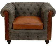 korb.outlet Chesterfield Ledersessel Echtleder Polstersessel Leder Wohnzimmer Sessel Antik Vintage Look (Jeans-Braun)