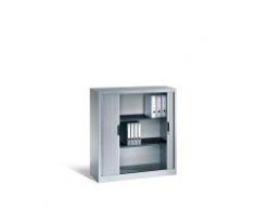 CP Rollladenschrank mit Horizontal-Jalousie - HxBxT 1230 x 1200 x 420 mm, 2 Fachböden, 3 Ordnerhöhen lichtgrau - Aktenschrank Beistellschrank Büroschrank Schrank Sideboard Hängeregistratur Mehrzweckschrank Stahlbüroschrank