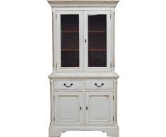 Casa Padrino Vintage Buffetschrank Antik Stil Weiss/Holzfarben H 219 x B 104 cm - Vitrine Regal Schrank Shabby Chic