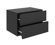 CARO-Möbel Nachtkommode ANNI Nachttisch Nachtschrank hängend Wandregal mit 2 Schubladen in schwarz