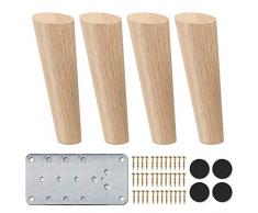 18cm Holz Tischbeine, La Vane 4 Stück Massivholz Schräg Konisch Ersatz Möbelfüße Möbelbeine mit Montageplatten & Schrauben für Sofa Bett Schrank Couch Stuhl