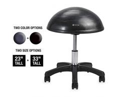 Gaiam Balance Ball Chair Stool, Half-Dome Stability Ball Adjustable Swivel Rolling Chair Drafting Stool for Desks in Office, Classroom, Doctors, Physicians, Massage Therapists, Salons - Black 23