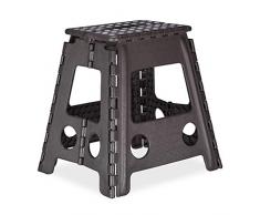 Relaxdays Klapphocker XL, tragbar, großer Badhocker, faltbarer Sitzhocker, bis 120 kg, Kunststoff, 39,5 cm hoch, grau