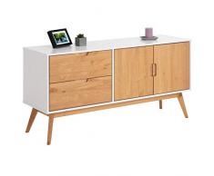 IDIMEX Anrichte Tivoli im skandinavischen Design, Sideboard Kommode im nordischen Stil, aus massiver Kiefer, 2 Türen und 2 Schubkasten, weiß/gebeizt