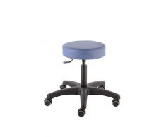 Rollhocker, Drehhocker, Arbeitshocker, Arzthocker mit Rundsitz comfort 4401, Sitzhöhe ca. 46 - 59 cm, Gasfedersäule, verschiedene Farben, wahlweise Rollen oder Bodengleiter , Rollen/Bodengleiter:weiche Radbandage, Polsterdekor:Dekor sky