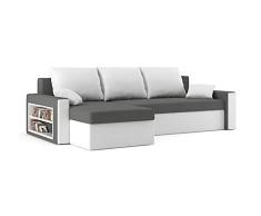Sofini Ecksofa Drive mit Schlaffunktion! Best Ecksofa! Couch mit Bettkasten und Regalfächer! (Haiti 14+ Haiti 0)