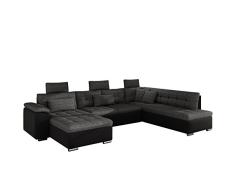 Polsterecke Presto Bis mit Schlaffunktion, Bettkasten und Kopfstützen, Ecksofa mit Bettfunktion, Elegante Sofagarnitur, Materialmix Ecke Sofa Eckcouch Couch! (Ecksofa Links, Soft 011 + Majorka 03)