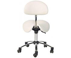 Teqler T-135365weiss Sattel-Hocker mit Rückenlehne