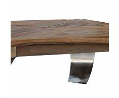 Pharao24 Opiumtisch aus Teak Massivholz Edelstahl Breite 100 cm Tiefe 100 cm