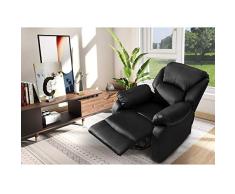 ModernLuxe Relaxsessel & -liegen Kunstleder Sessel mit Liegefunktion Fernsehsessel Ruhesessel Loungesessel Schlafsessel in Schwarz, Belastbarkeit: 150 Kg