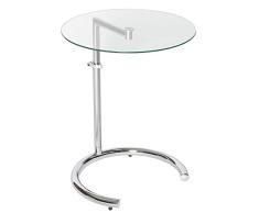 Invicta Interior Design Beistelltisch Effect 50-70 cm Chrom Glas höhenverstellbar Tisch Glasplatte Glastisch Sofabutler