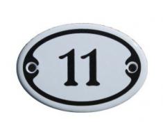 Nummer 11 mini Emaille Schild Jugendstil ca. 4,2 x 6,2 cm Türschild Zimmer Schublade Schrank Kommode Emailschild oval weiß