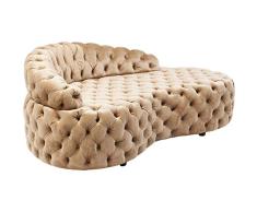 Kare Design Sofa Santa Barbara 162cm, kleine Recamiere in cremefarbenem Stoff, Chaiselongue in Samtstoff und Knopfheftung, Couch für Ankleidezimmer, (H/B/T) 65x162x94cm