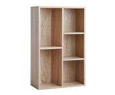 VASAGLE Bücherregal mit 5 Fächern, Bücherschrank, Display-Regal, 50 x 80 x 24 cm (B x H x T), Eiche LBC25NL