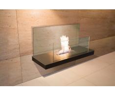 Wall Flame 2 schwarz gebürsteter Edelstahl Glas klar Ethanolkamin