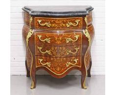 Casa Padrino Barock Kommode mit 4 Schubladen und Marmorplatte in braun/Gold/schwarz 80 x 45 x H. 85 cm - Barockstil Möbel