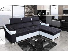 Modernes Ecksofa mit Schlaffunktion Geri Bettkasten Schlafsofa Eckcouch Polstersofa Polstercouch Schlafcouch Gewebe Kunstleder 19 (RECHTS)