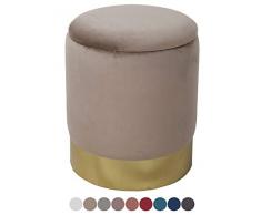 casamia Samthocker Sitzhocker Samt Pouf Sitzpouf Velour Hocker Hochwertig mit Stauraum u. Deckel Ø 31 H 38 cm Farbe Taupe