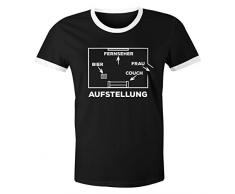 MoonWorks Herren WM-Shirt Aufstellung Fußball WM 2018 Bier Frau Raus Couch Mannschaft 2018 Retro Schwarz-Weiß XL