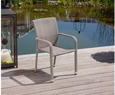 greemotion Stapelstuhl Manila grau bicolor, Sitzmöglichkeit für In- und Outdoor, platzsparender Terassenstuhl, Stuhl aus pflegeleichtem Polyrattan, witterungsbeständig, gastronomiegeeignet
