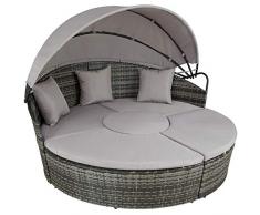 TecTake 800718 Poly Rattan Sonneninsel mit faltbarem Sonnendach, frei zu gruppierende Elemente, hochwertig und robust, inkl. Sitz- und Rückenkissen - Diverse Farben - (Grau | Nr. 403281)