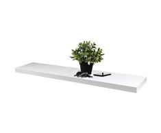 Multistore 2002 Schweberegal 120x23,5x3,8cm, MDF in Weiß, Tragkraft bis 10kg, Wandregal Hängeregal Holzregal Wandboard Wandablage Schwebendes Regal