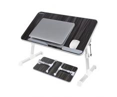 Nearpow Tablett Laptop Tisch Betttisch Laptoptisch Notebookständer Schreibtisch Frühstückstisch Höhenverstellbar Faltbare Beine Bücherständer Lesehalter für Sofa, Bett,PC (Schwarz-Large)